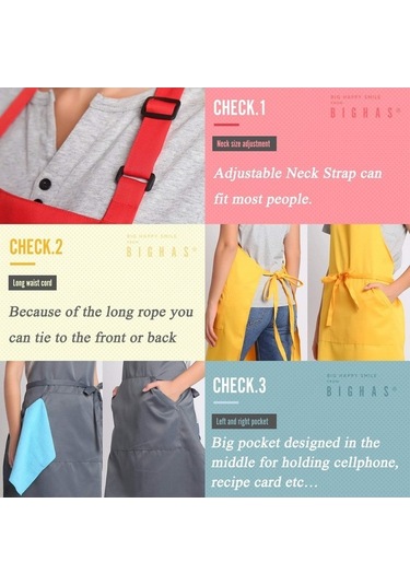 Fastbuy Kadın Erkek İçin Uzun Bağlı Ayarlanabilir Önlük 18 Renk Ki Sarı Diğer Diğer