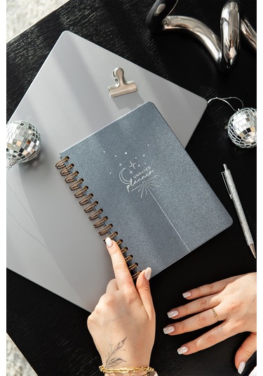 A5 Spiralli Süresiz Planlayıcı Ajanda - Füme Füme