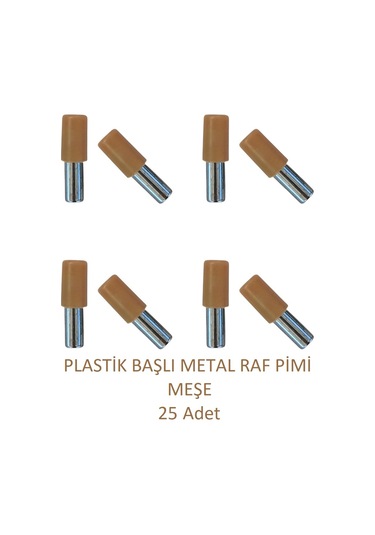 Plastik Başlı Metal Raf Pimi, Meşe 25 Adet Meşe