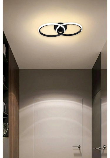 Jolly Siyah Renk Salon - Mutfak - Hol Beyaz Led 2 Li Avize Siyah