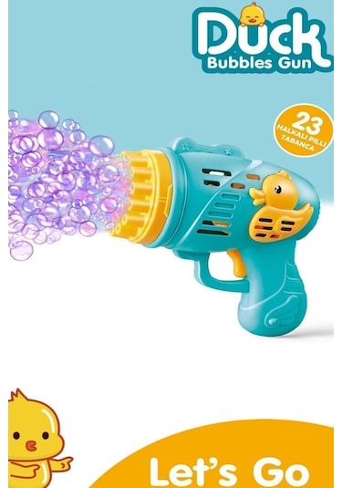 Mavi Duck Ördek Çok Delikli Pilli Köpük Atan Tabanca Bubble Gun Köpük Tabancası Oyuncak