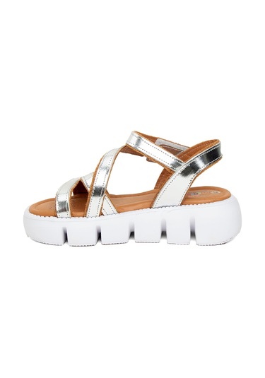 Minican Mz F 2010 Filet Kız Çocuk Düz Sandalet Gümüş Gümüş