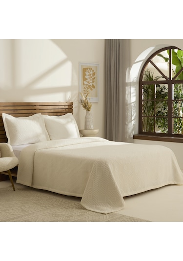 Kaşmir Home Serenty Çift Kişilik Yatak Örtüsü Takımı Offwhite Beyaz