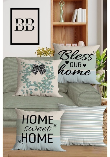 Belle Benoit Baskılı Dekoratif 4'lü Koltuk Kırlent Kılıfı Desen26