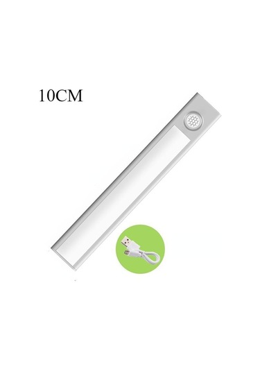 Gümüş Gece Lambası Led Işık Dolap Altı Işığı Hareket Sensörü Dolap Işığı Usb Şarj Edilebilir Mutfak Aydınlatma Lambası Dolap Lambası 10cmx2pcs Gümüş