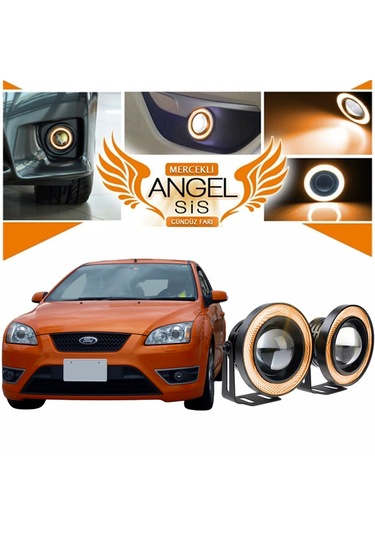 Ford Focus 2 Uyumlu, Universal Mercekli Led Sis Farı, 76mm Turuncu Renk