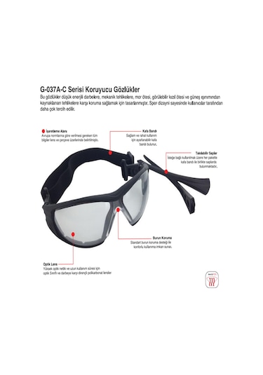 Çok Amaçlı Koruyucu GözlüK G-037A-C Serisi Starline X 5 Adet