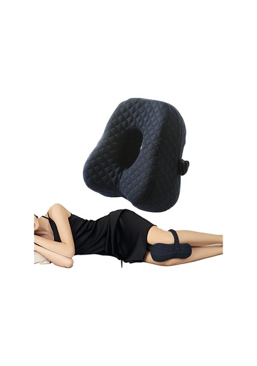 Diz Yastığı Hafızalı Sünger Bacak Yastığı Kayışlı Yan Yatma Bacak Yastığı - Koyu Mavi Lacivert