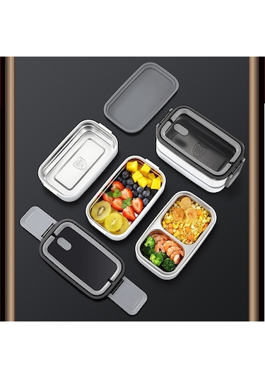 Xurunkeji 304 Paslanmaz Çelik Öğle Yemeği Kutusu Mikrodalga Taşınabilir Ağ Bento Gıda Saklama Kabı Beyaz