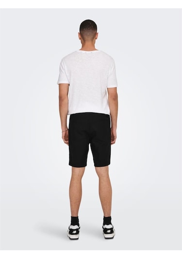 Only & Sons Onslinus 0007 Cot Lin Shorts Noos Erkek Şort-26438 - XS Siyah