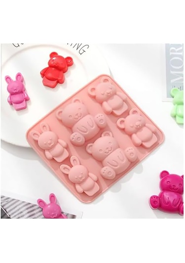 3 Boyutlu Mini Sevimli Ayı Şeklinde Silikoz Buz Kalıbı Çok Renkli