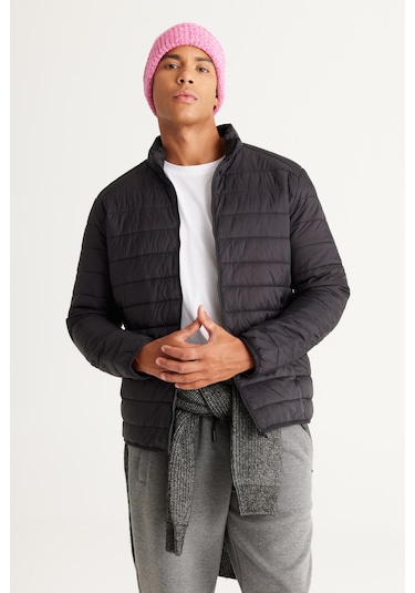 Ac&Co / Altınyıldız Classics Standart Fit Normal Kesim Dik Yaka Erkek Mont Siyah