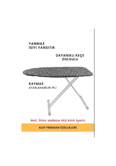 Keçeli Yanmaz Kumaş Ütü Masası Kılıfı Lastikli 50 x 120 CM