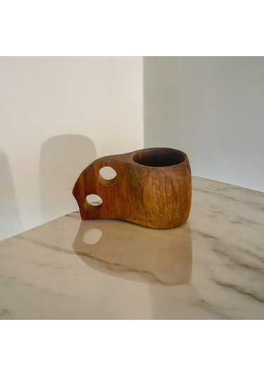 El Yapımı Ceviz Ağacı Ahşap Kupa - Kuksa