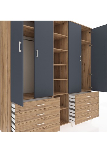 Kronos Dolap 10 Raflı 8 Çekmeceli 2 Askılı 220x59x243 Çam-antrasit/çam Antrasıt/atlas Çam Kronos Dolap 10 Raflı 8 Çekmeceli 2 Askılı 220x59x243 Çam-antrasit/çam Antrasıt/atlas Çam