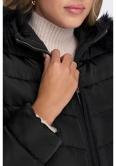 Only Onlellan Quılt Hood Fur Coat Lıfe Cc Otw 001