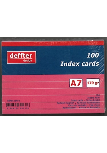 Deffter A7 Çizgili Index Kartı Pembe