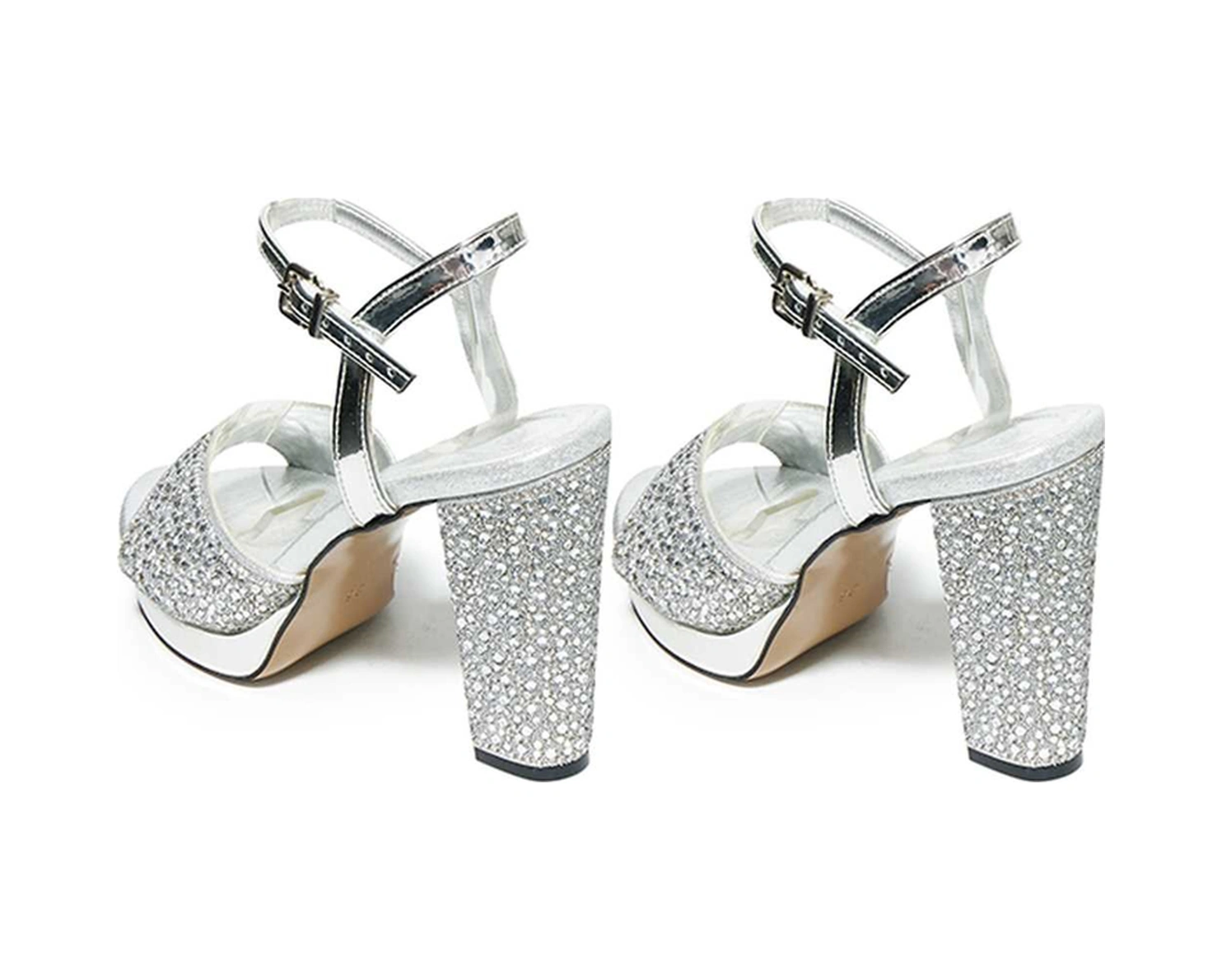 Bestello Taşlı Neolit Taban Kalın Topuklu Ayakkabı 331-390 Kadın Ayakkabı Gumus