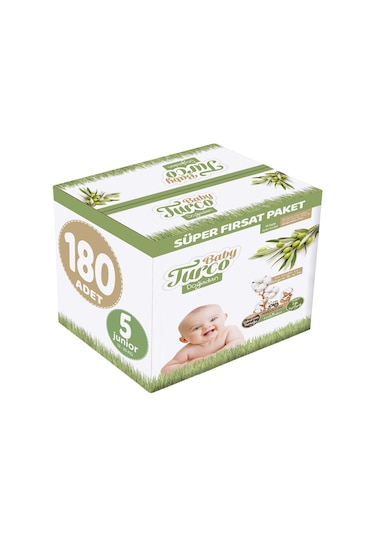 Baby Turco Doğadan Bebek Bezi 5 Numara Junior 180 Adet