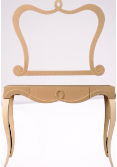 Dresuar Avangard Aslan Cnc Model Ahşap Kayın Ayak Mdf Tabla  Este Akçaağaç