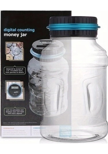 Fochsia Lcd Ekranlı Otomatik Büyük Para Sayma Kutusu Pound Kumbara Pilli Elektronik Noel si