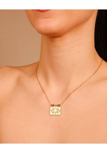 Lekka Design Kadın Takı Kararmaz Çelik Sedefli Zarf Kolye