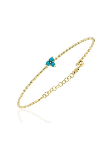 Altın Bilezik - Mini Firuzeli Burgu 14 Ayar Altın Bilezik Sarı