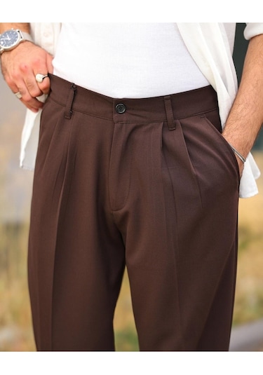 Baggy Kumaş Pantolon Kahverengi