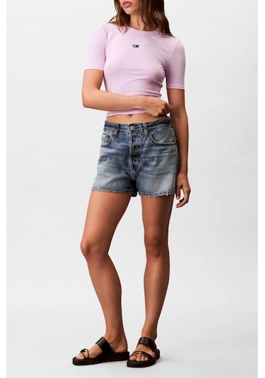 Calvin Klein Jeans Kadın Modal Fitilli Mor T-shirt Lv044c901g-xef Mor