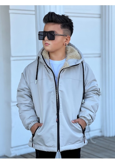 Erkek Çocuk Kapüşonlu İçi Kürklü Mont Km3050 Bej