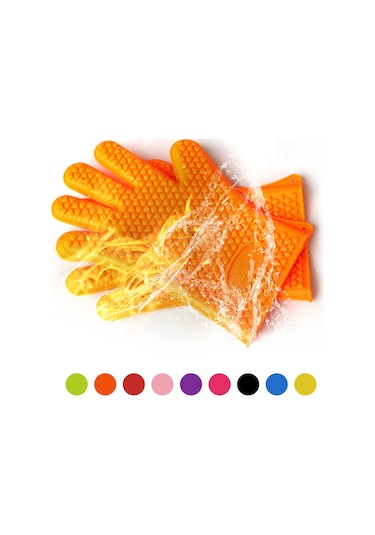 Folinda Islak Isıya Dayanıklı Silikon Eldivenler - Barbekü, Pişirme, Kamp İçin 446 F Isı Direnci - Kırmızı Renk Kırmızı