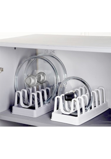 Büro Ev Ofis Mutfağı İçin 2adet 8 Bölme Tencere Tabak Kapak Organizer Raf Seti Diğer