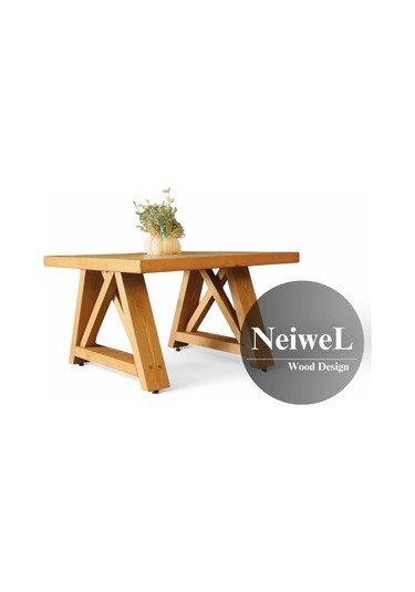 Neiwel Varen Doğal Ahşap Sehpa-80-80 Açık Ceviz