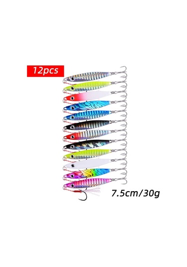 Teltree 12 Adet 17g 6cm Metal Balık Şekilli Yaban Balığı Yemi - Renkli Luya Sabit Yem, Olta Malzemesi