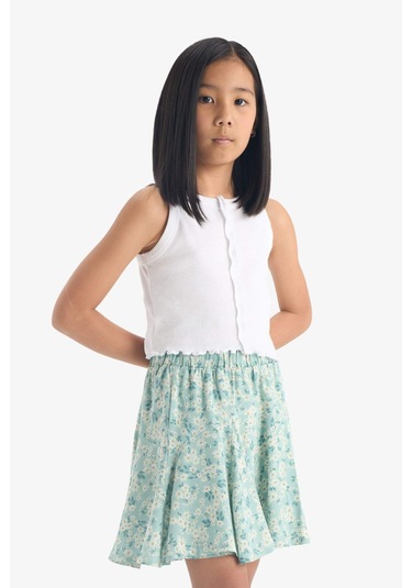 Defacto Kız Çocuk Desenli Esnek Belli Viskon Etek E3836a825smgn1106 Yeşil