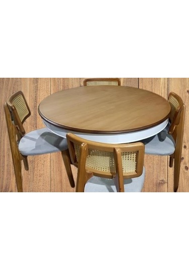 Masa Sandalye St Takım Ihlamur Baba Ayak Model Mdf Tabla 100cm Beyaz Ceviz Elyapı