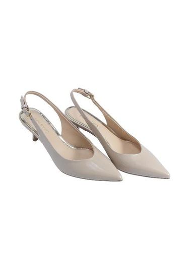 Poletto Hakiki Deri Bej-altın Ayakkabı Stiletto 9841 48 V1-2493 Bej