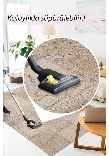 Artloop Jazz Şönil Dokuma Pamuk Polyester Bej Halı Al 15