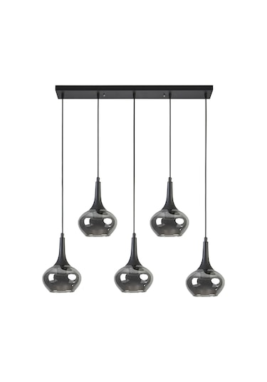 Nero Modern Tasarım Cafe Mutfak Salon Füme Camlı Sıralı 5 Li Avize Diğer