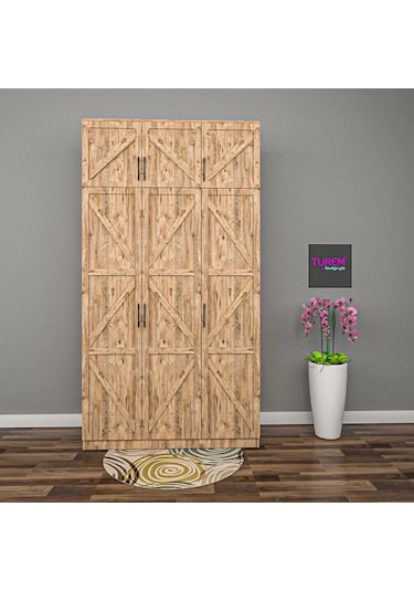 Loft 3 Kapılı Gardrop Mdf Sis Gri