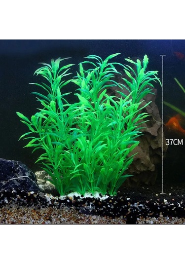 Tenfowee Akvaryum Dekorasyonu Yumuşak Plastik Su Bitkisi - Renk Kaybı Olmayan, Suyu Kirlenmez - 37cm Yeşil Simülasyon Bitkisi