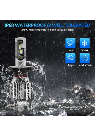 Yifomall H4/9003 120w Süper Parlak Led Far Ampulü, 12000lm 6500k Beyaz Işık, Ip68 Su Geçirmez, 2 Adet