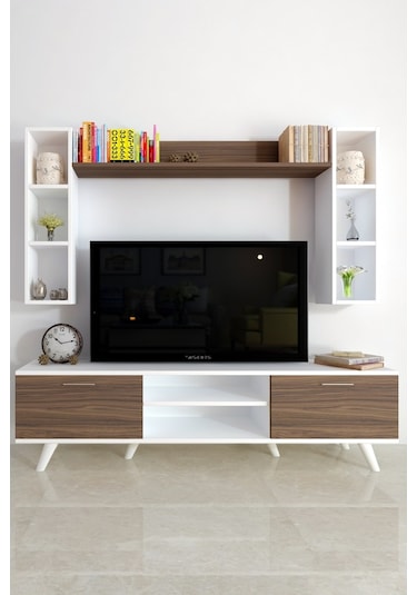 Moonlife Istanbul Tv Ünitesi Dolaplı 1 Beyaz Ceviz