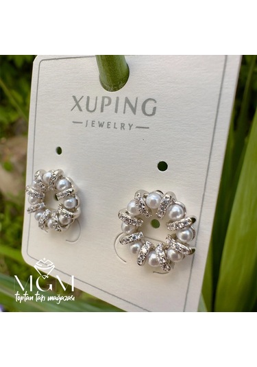 Xuping Taşlı İnci Detaylı Küpe Çok renkli