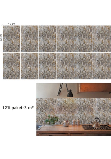 Tink Kendinden Yapışkanlı Yeşim Taşı Desenli Pvc Panel 41x62 Cm