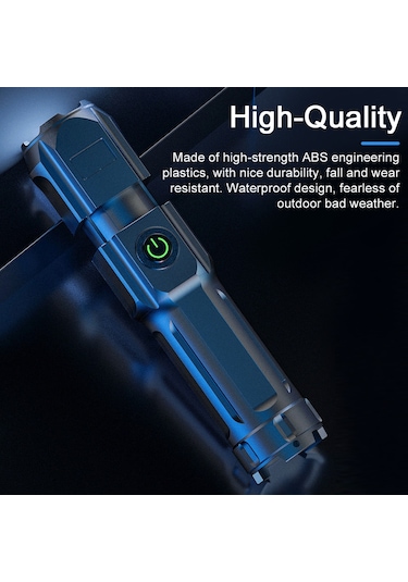 Led Şarj Edilebilir El Feneri Mini El Yakınlaştırılabilir Siyah Siyah