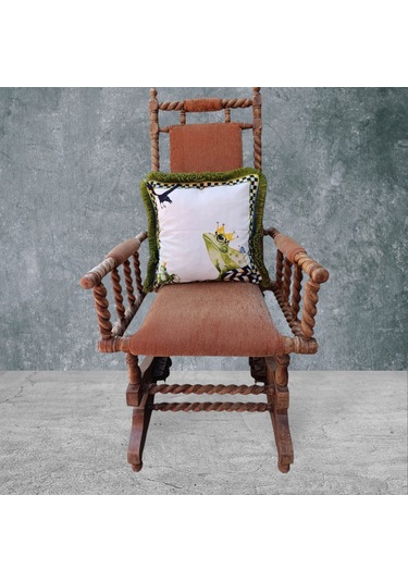 Kurbağa Çift Taraflı Dekoratif Püsküllü - Saçaklı Kırlent Kılıfı Karışık/Çok Renkli