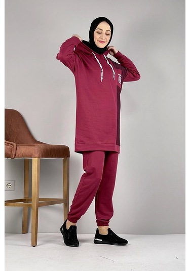 Moda Çizgi Tesettür Takım Bordo