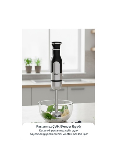 Sinbo SHB-7512 El Blender 1000W – Ayarlanabilir Hızlı, Paslanmaz Çelik Aparatlı