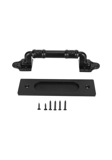 Sürgülü Ahır Kapısı Kolu Çift Taraflı Siyah Ahır Kapısı Çekme Kolu Garaj Kapısı İçin